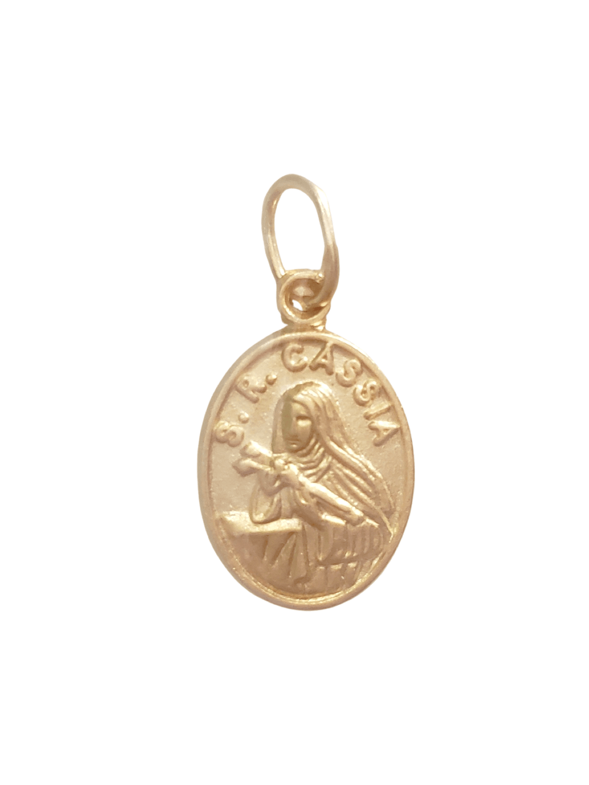 Medalha de Santa Rita de Cássia na Prata de Lei 925 com Banho de Ouro-TerraCotta Arte Sacra