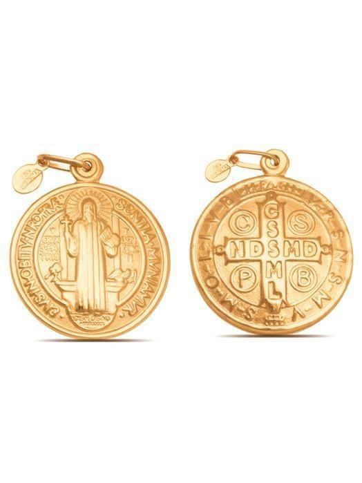 Medalha de São Bento Prata de Lei 925 com Banho de Ouro 18 k-TerraCotta Arte Sacra