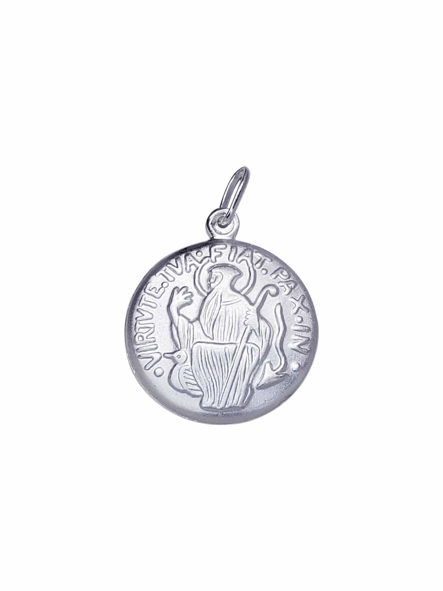 Medalha de São Bento Sentado de Prata de Lei 925 Fosco-TerraCotta Arte Sacra