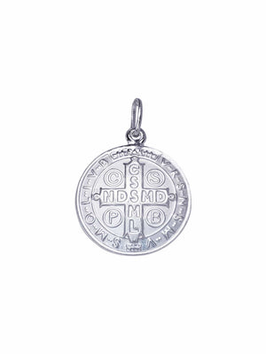Medalha de São Bento Sentado de Prata de Lei 925 Fosco-TerraCotta Arte Sacra