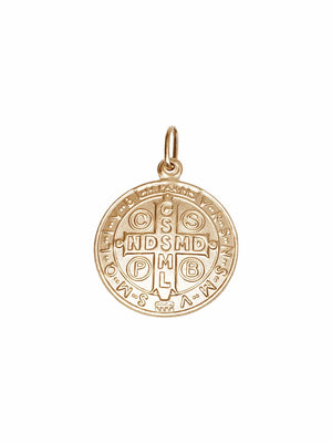 Medalha de São Bento Sentado de Prata de Lei 925 com Banho de Ouro-TerraCotta Arte Sacra