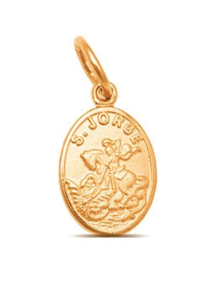 Medalha de São Jorge Prata de Lei 925 com Banho de Ouro-TerraCotta Arte Sacra