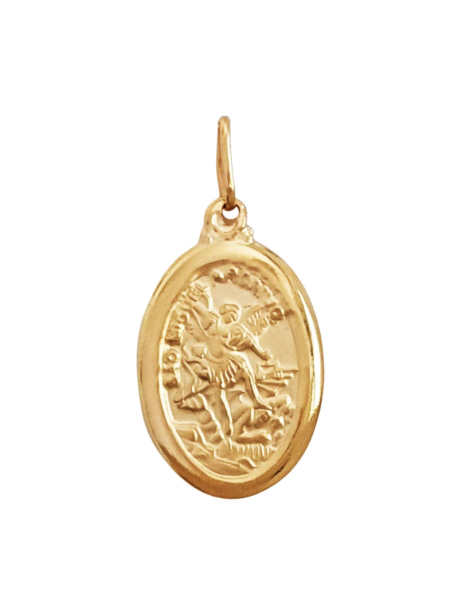 Medalha de São Miguel Arcanjo de Prata 925 com Banho de Ouro 18 k-TerraCotta Arte Sacra