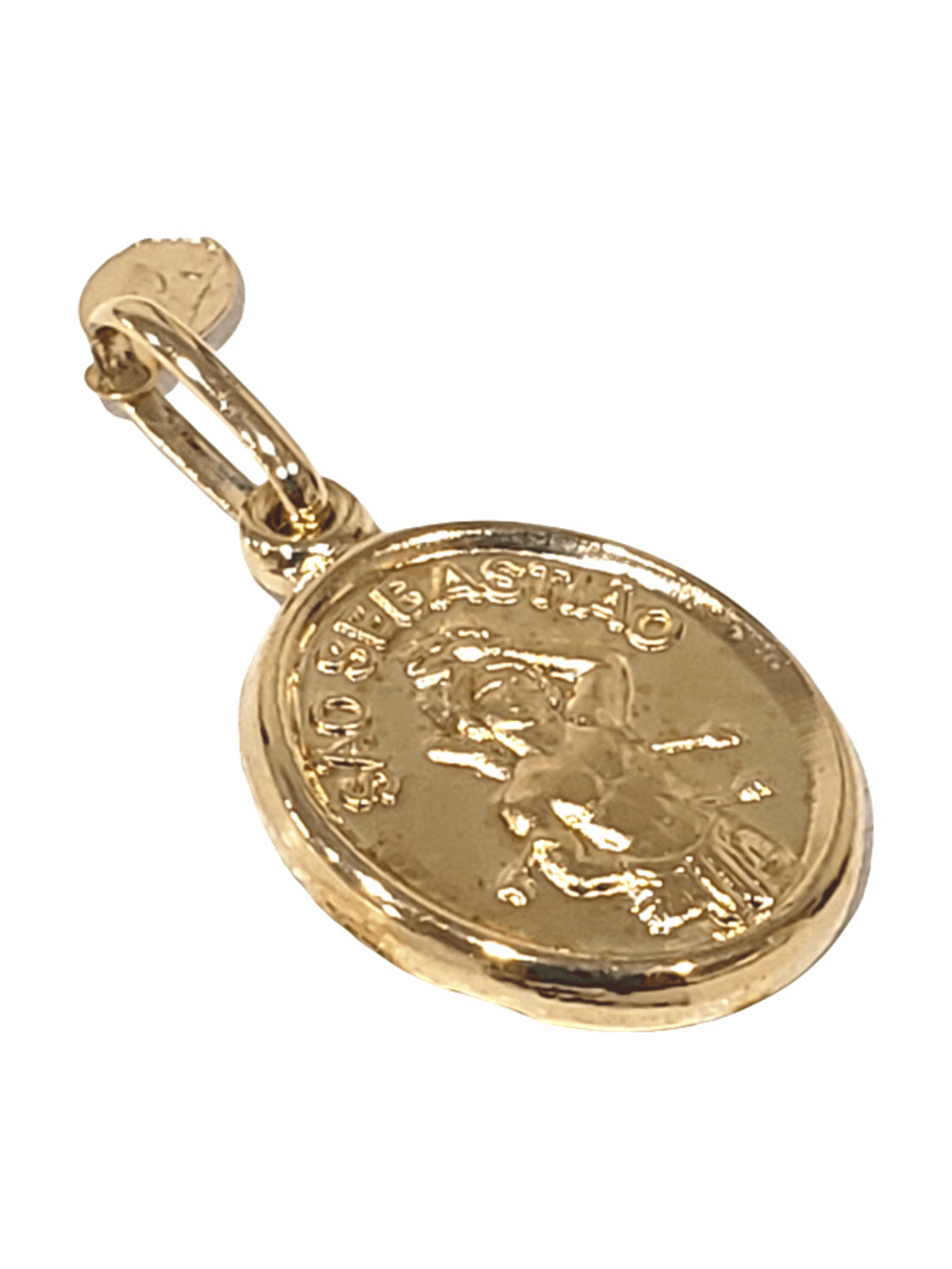 Medalha de São Sebastião Prata de Lei com Banho de Ouro-TerraCotta Arte Sacra