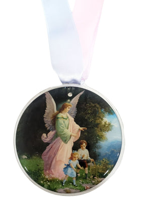 Medalhão de Berço Anjo da Guarda-TerraCotta Arte Sacra