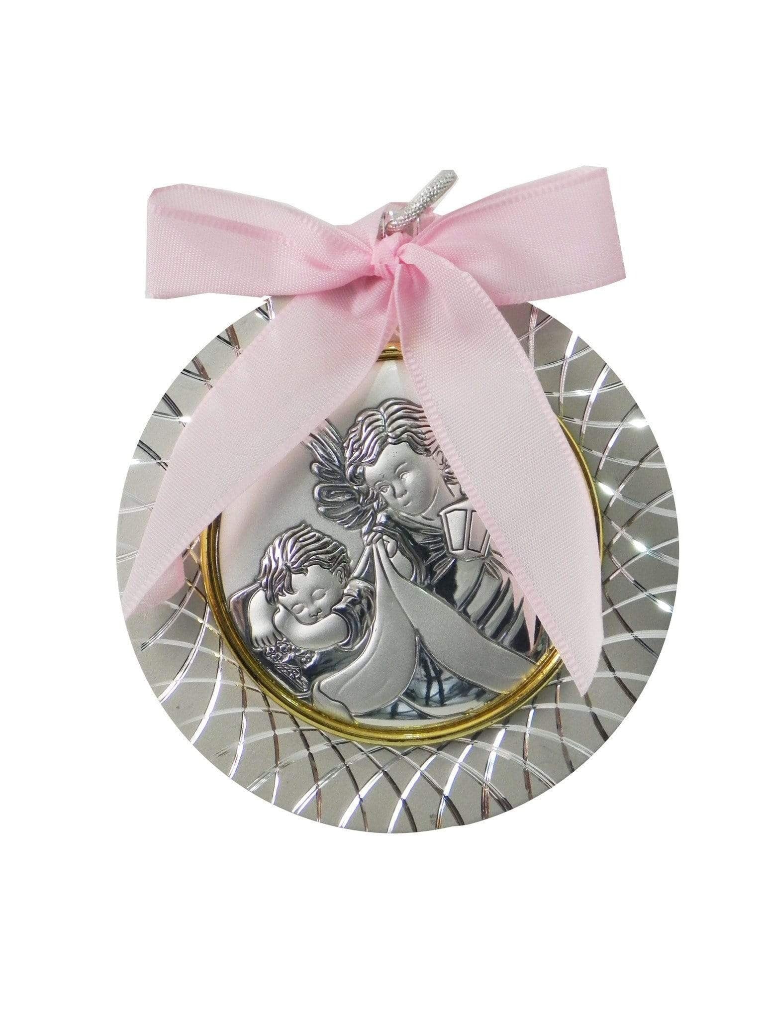 Medalhão de Berço Bebê e Anjo Menina-TerraCotta Arte Sacra