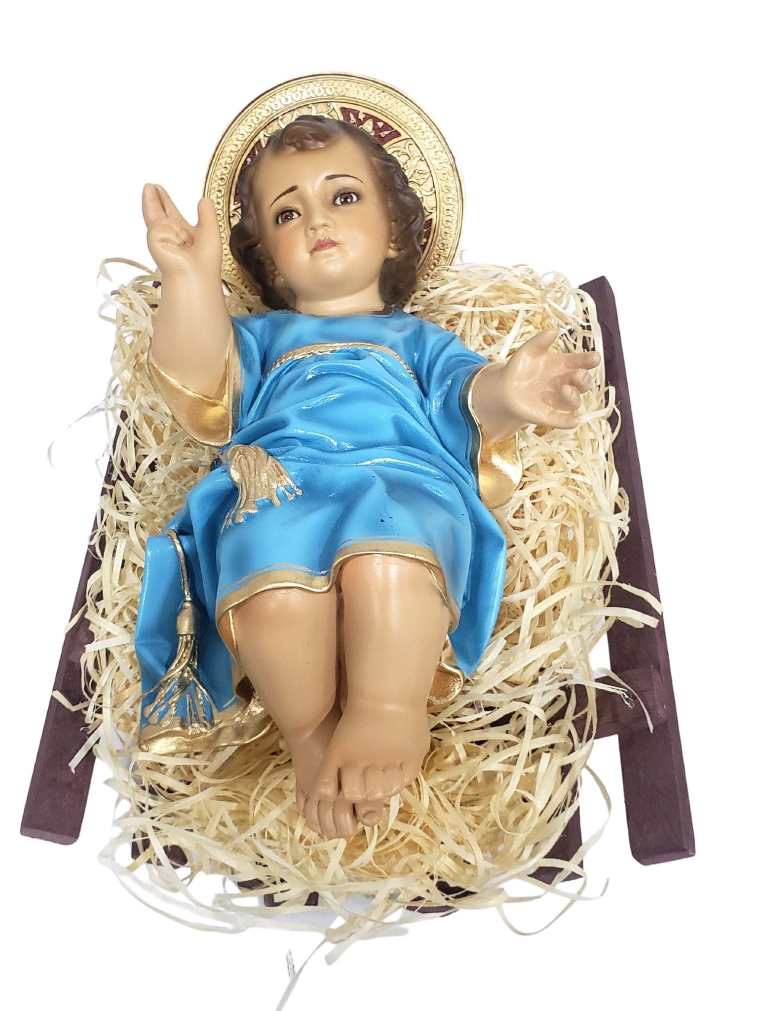 Menino Jesus em Pó de Mármore 26 cm Azul-TerraCotta Arte Sacra