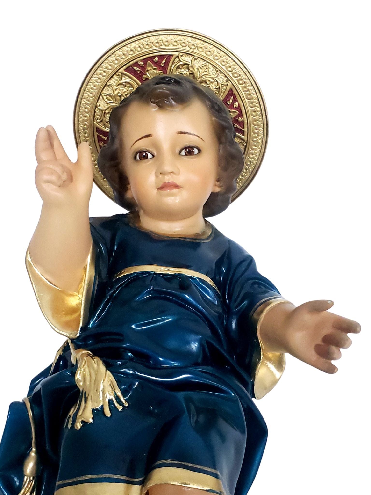 Menino Jesus em Pó de Mármore 26 cm Azul Perolizado-TerraCotta Arte Sacra