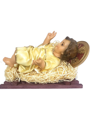 Menino Jesus em Pó de Mármore 26 cm Creme-TerraCotta Arte Sacra