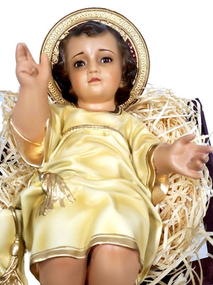 Menino Jesus em Pó de Mármore 26 cm Creme-TerraCotta Arte Sacra