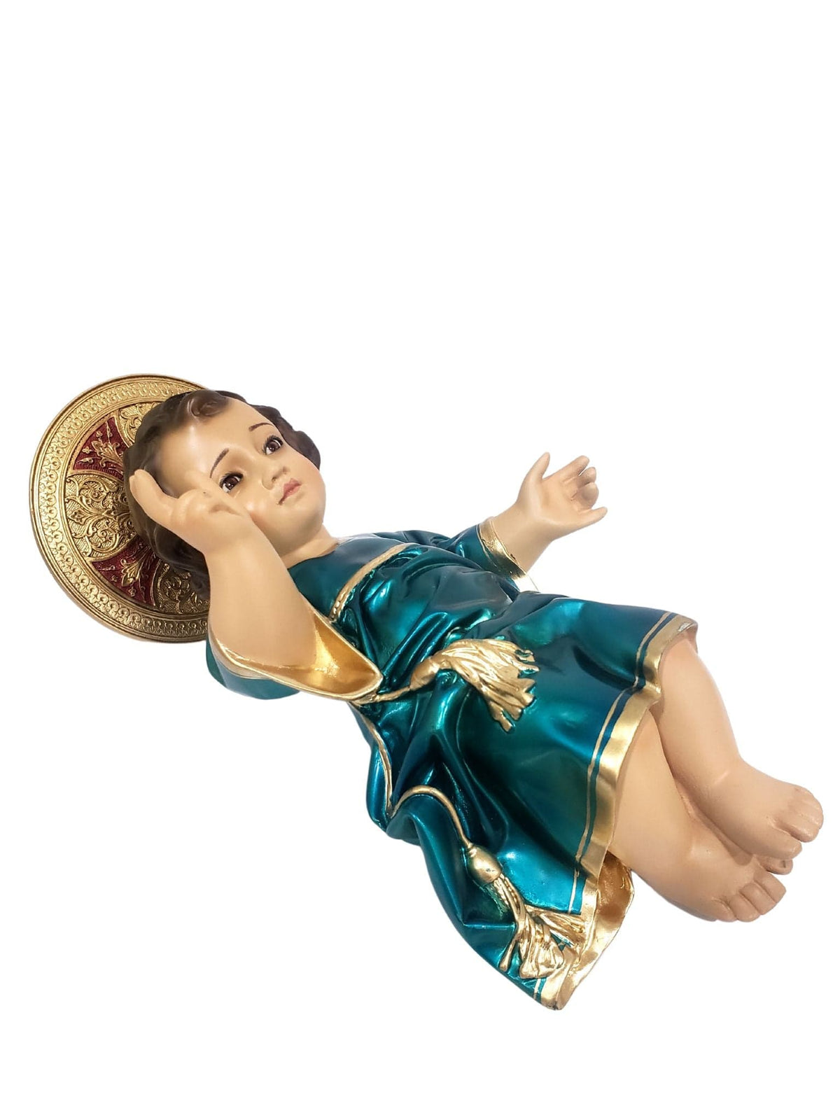 Menino Jesus em Pó de Mármore 26 cm Verde Perolizado-TerraCotta Arte Sacra