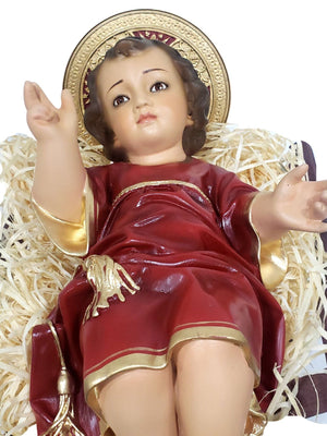 Menino Jesus em Pó de Mármore 26 cm Vermelho-TerraCotta Arte Sacra