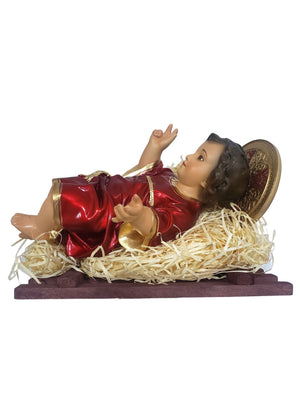 Menino Jesus em Pó de Mármore 26 cm Vermelho Perolizado-TerraCotta Arte Sacra