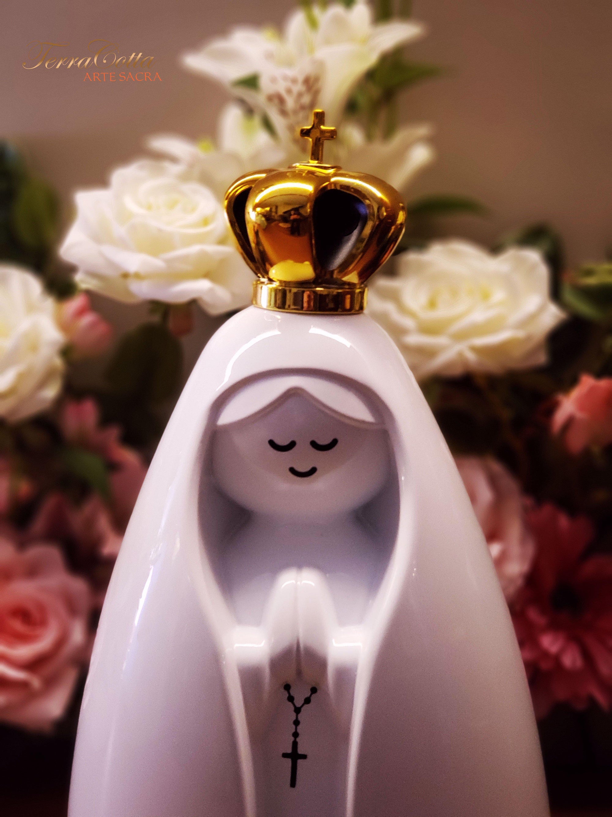 NOSSA SENHORA C/COROA LAQUEADO BRANCO-TerraCotta Arte Sacra
