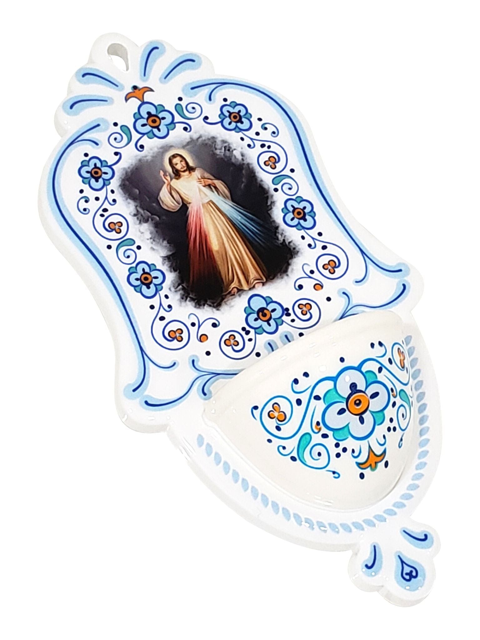 Pia de Água Benta Italiano de Polietileno Jesus Misericordioso-TerraCotta Arte Sacra