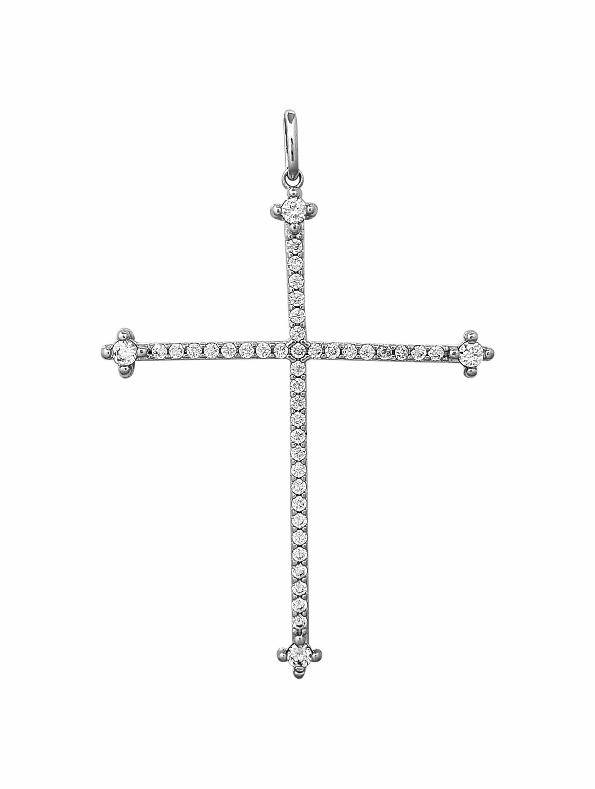 Pingente Cruz em Prata 925 e Zircônia-TerraCotta Arte Sacra