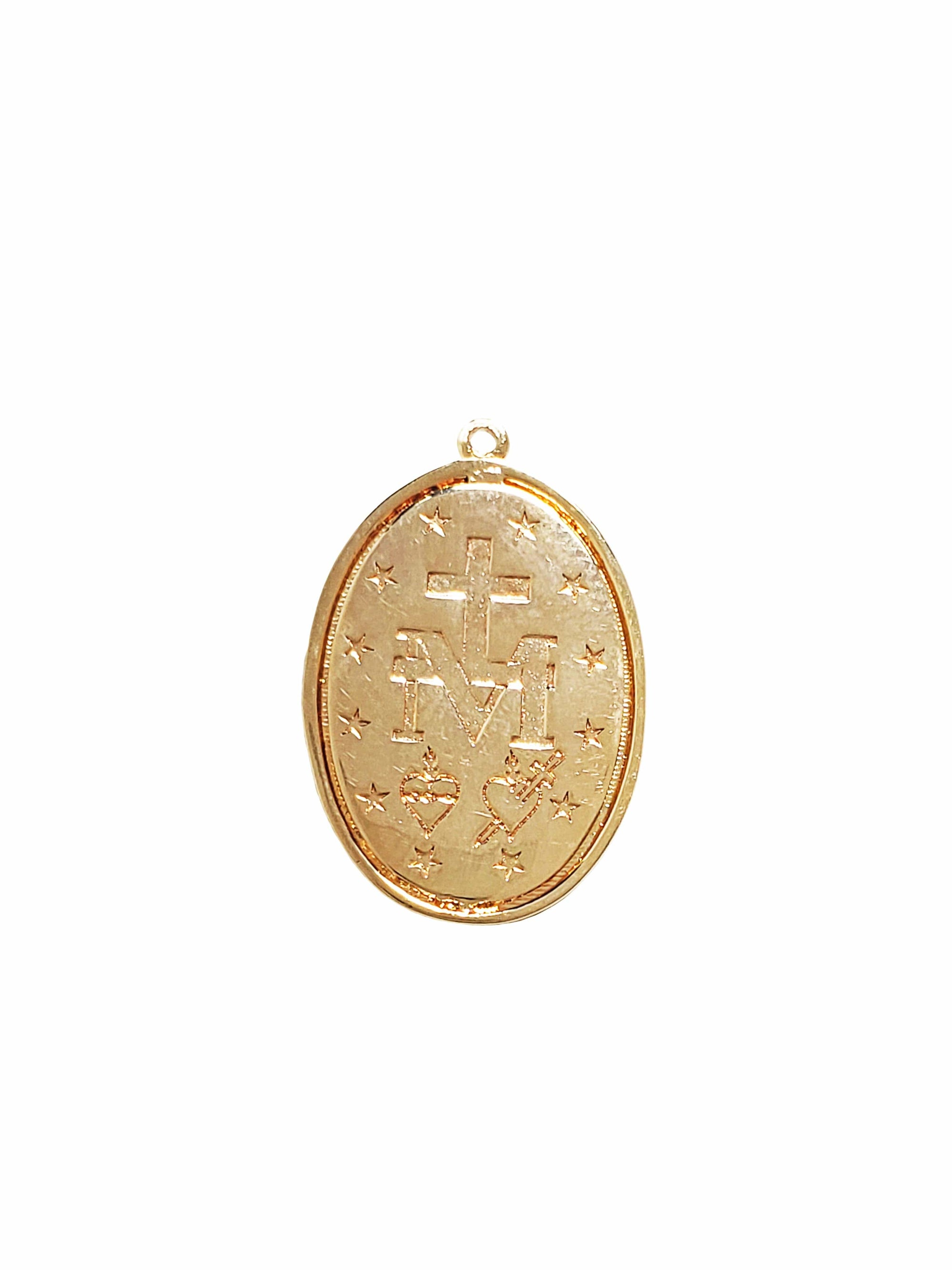 Pingente Medalha Milagrosa Oval Prata com Banho de Ouro-TerraCotta Arte Sacra