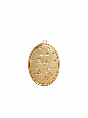 Pingente Medalha Milagrosa Oval Prata com Banho de Ouro-TerraCotta Arte Sacra