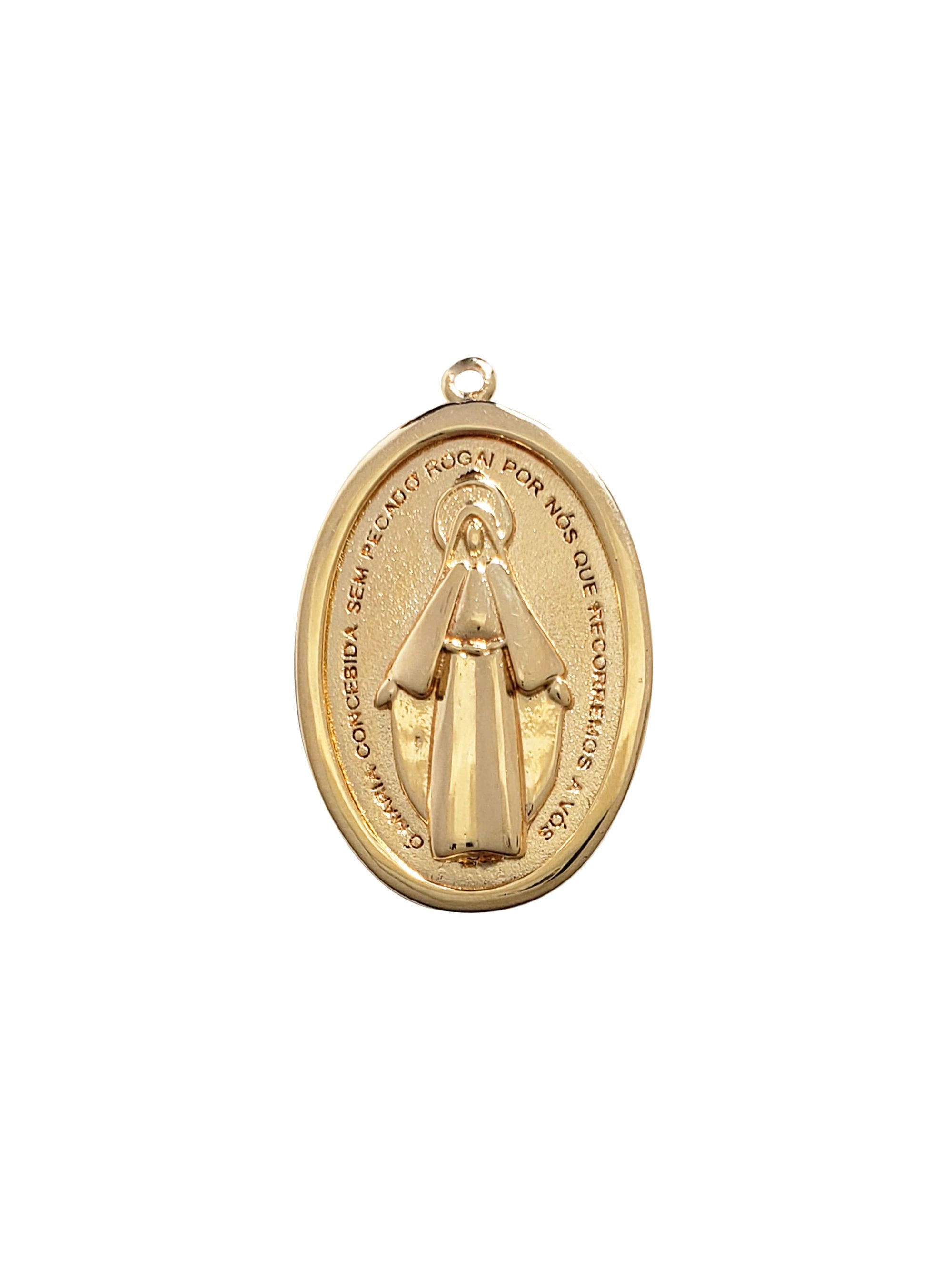 Pingente Medalha Milagrosa Oval Prata com Banho de Ouro-TerraCotta Arte Sacra