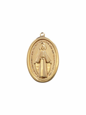 Pingente Medalha Milagrosa Oval Prata com Banho de Ouro-TerraCotta Arte Sacra