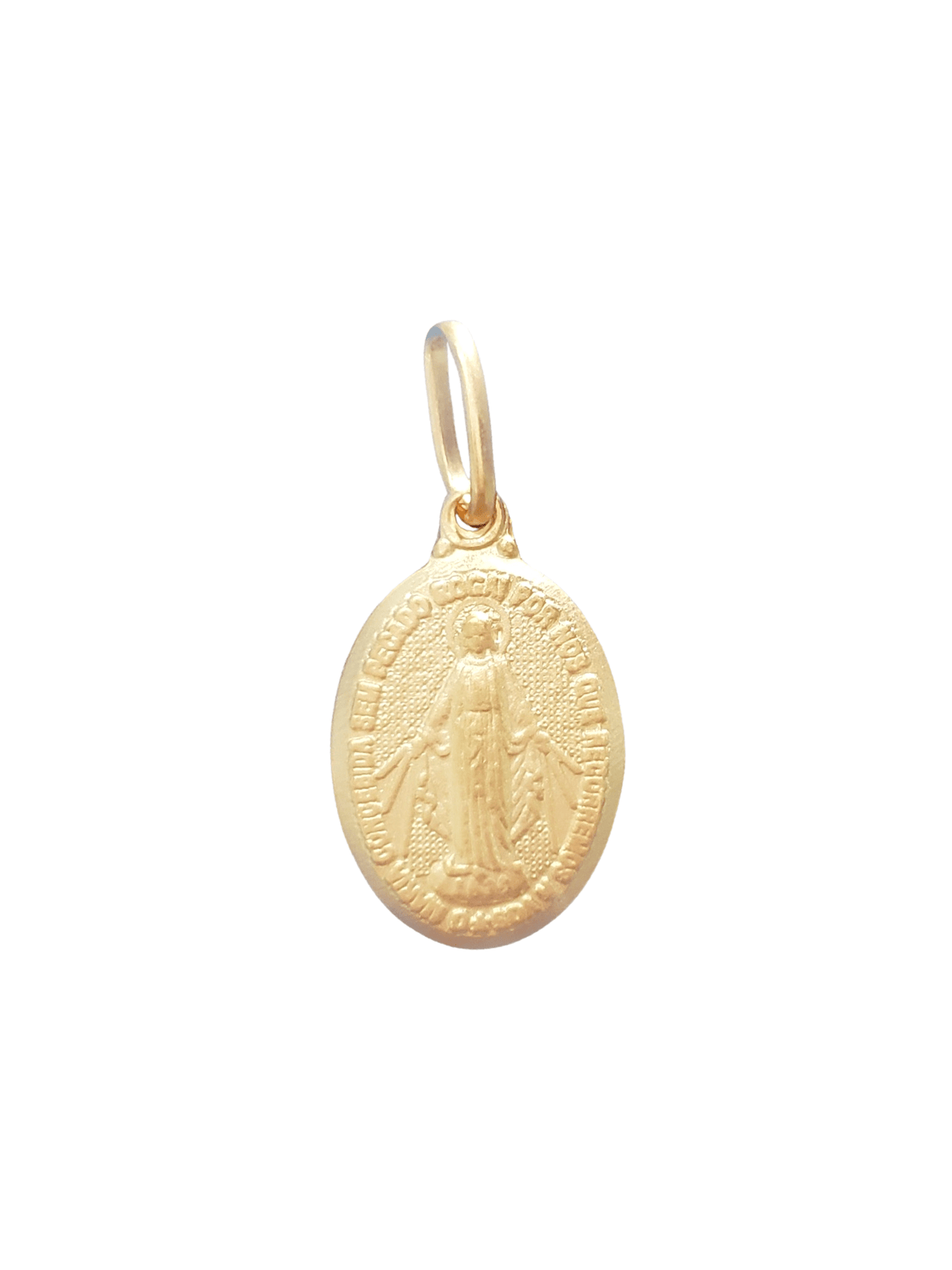 Pingente Oval Fosco Nossa Senhora das Graças em Prata de Lei 925 com Banho de Ouro-TerraCotta Arte Sacra