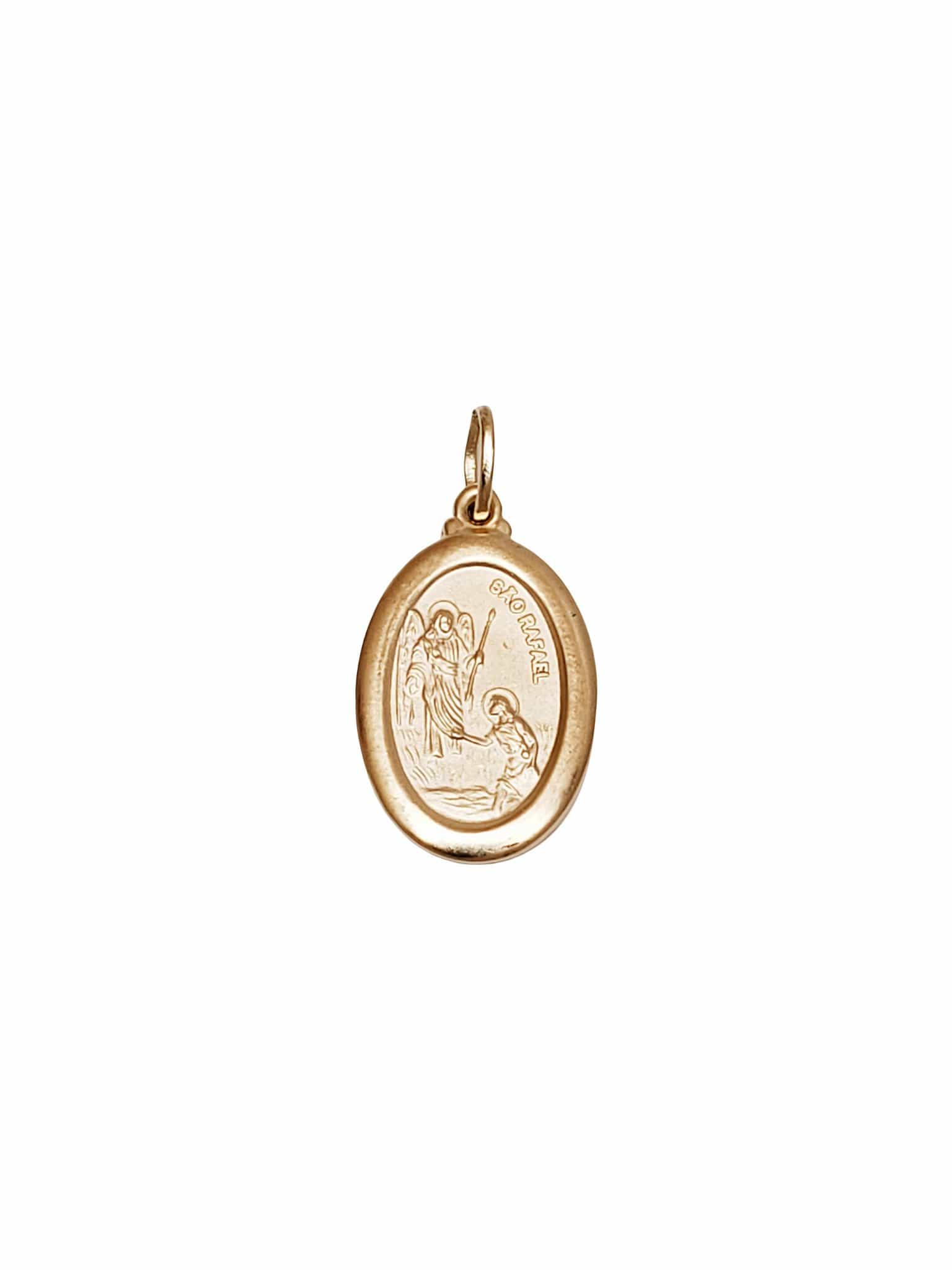 Pingente São Rafael Arcanjo de Prata de Lei 925 com Banho de Ouro 18 k-TerraCotta Arte Sacra