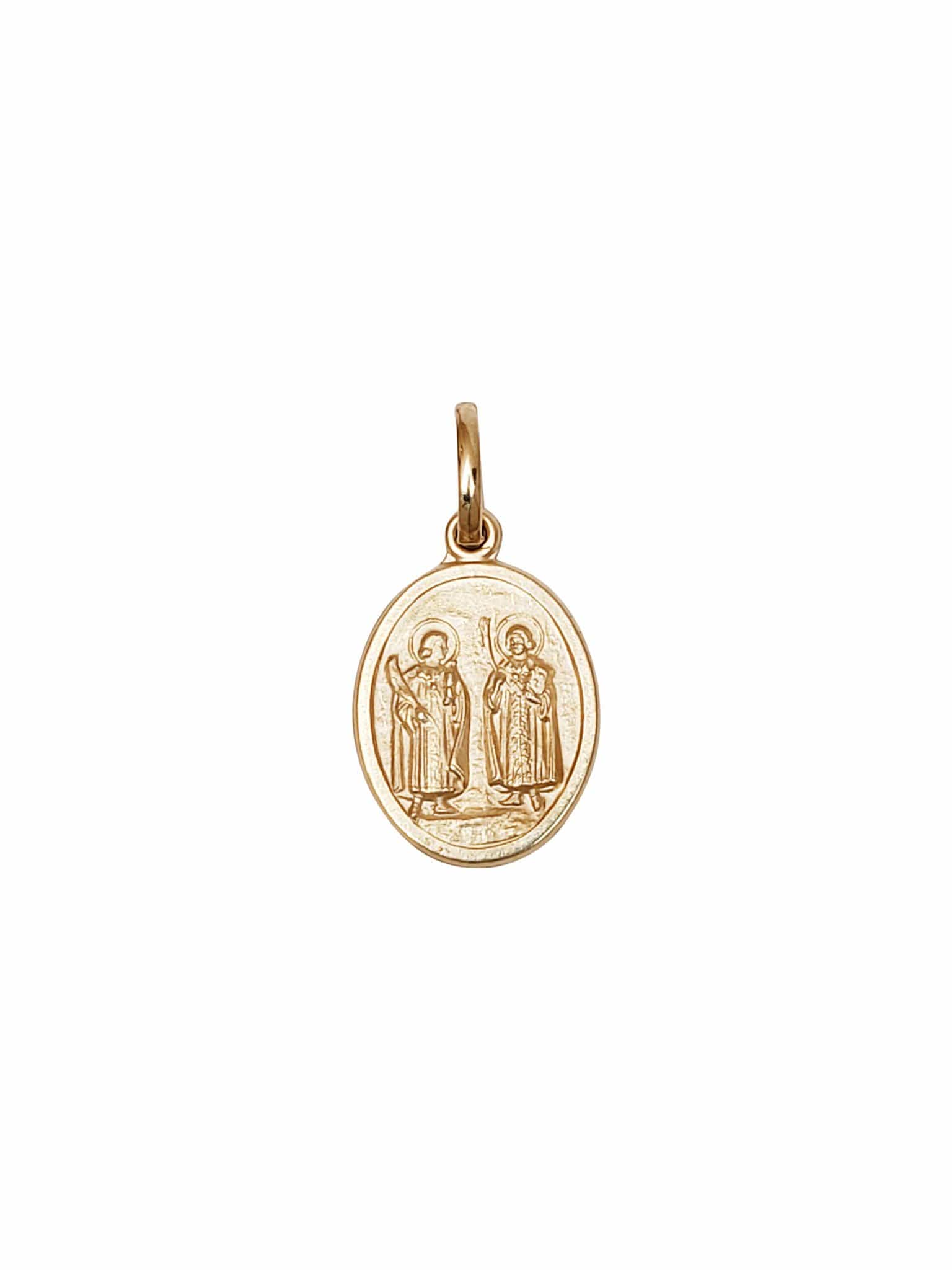 Pingente de Cosme e Damião Prata de Lei 925 com Banho de Ouro 18 k-TerraCotta Arte Sacra