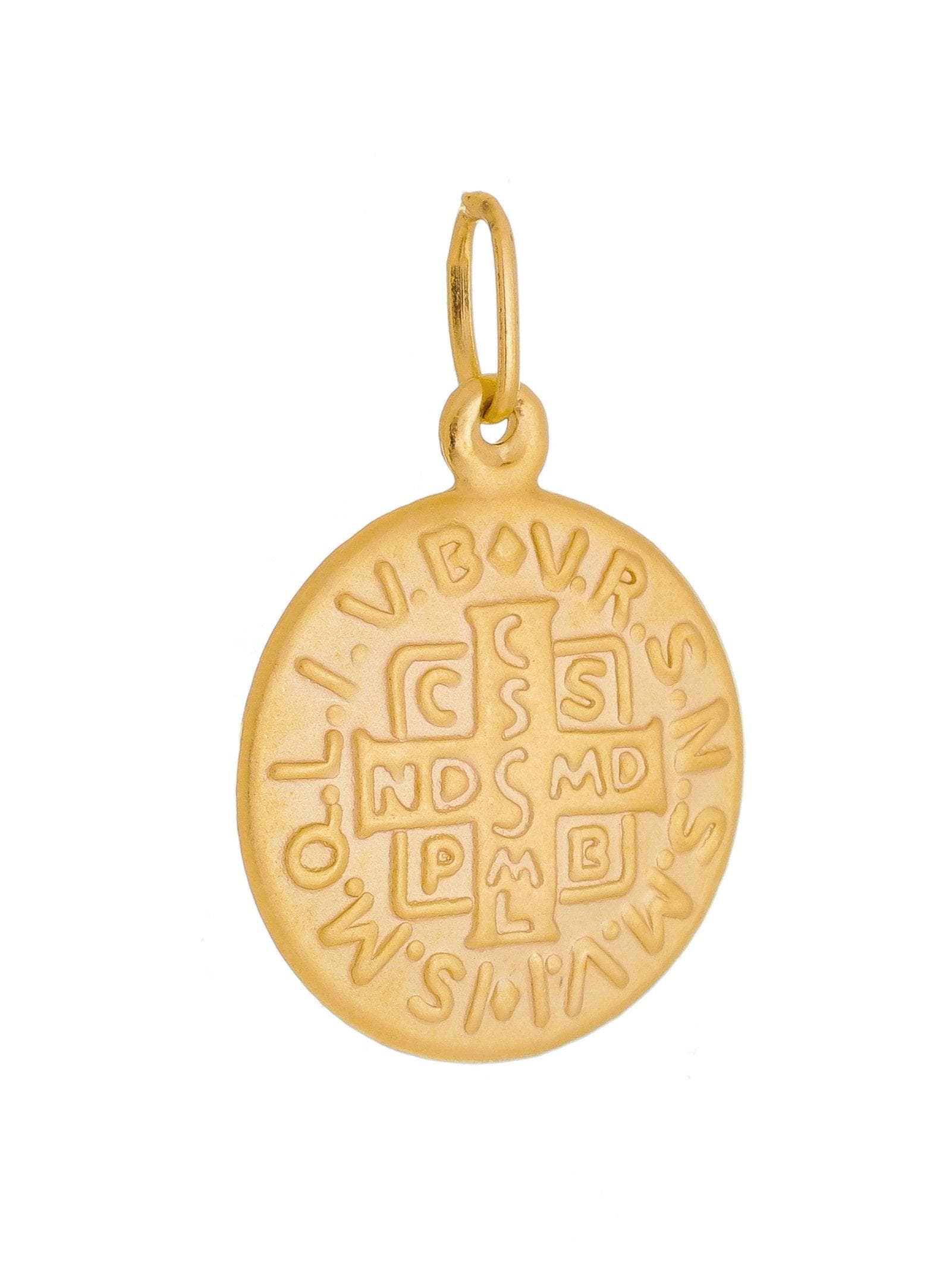 Pingente de São Bento Prata de Lei 925 com Banho de Ouro 18 k-TerraCotta Arte Sacra