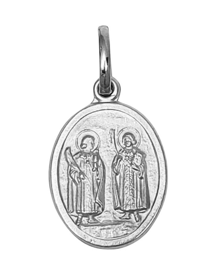 Pingente de São Cosme e Damião de Prata de Lei 925-TerraCotta Arte Sacra