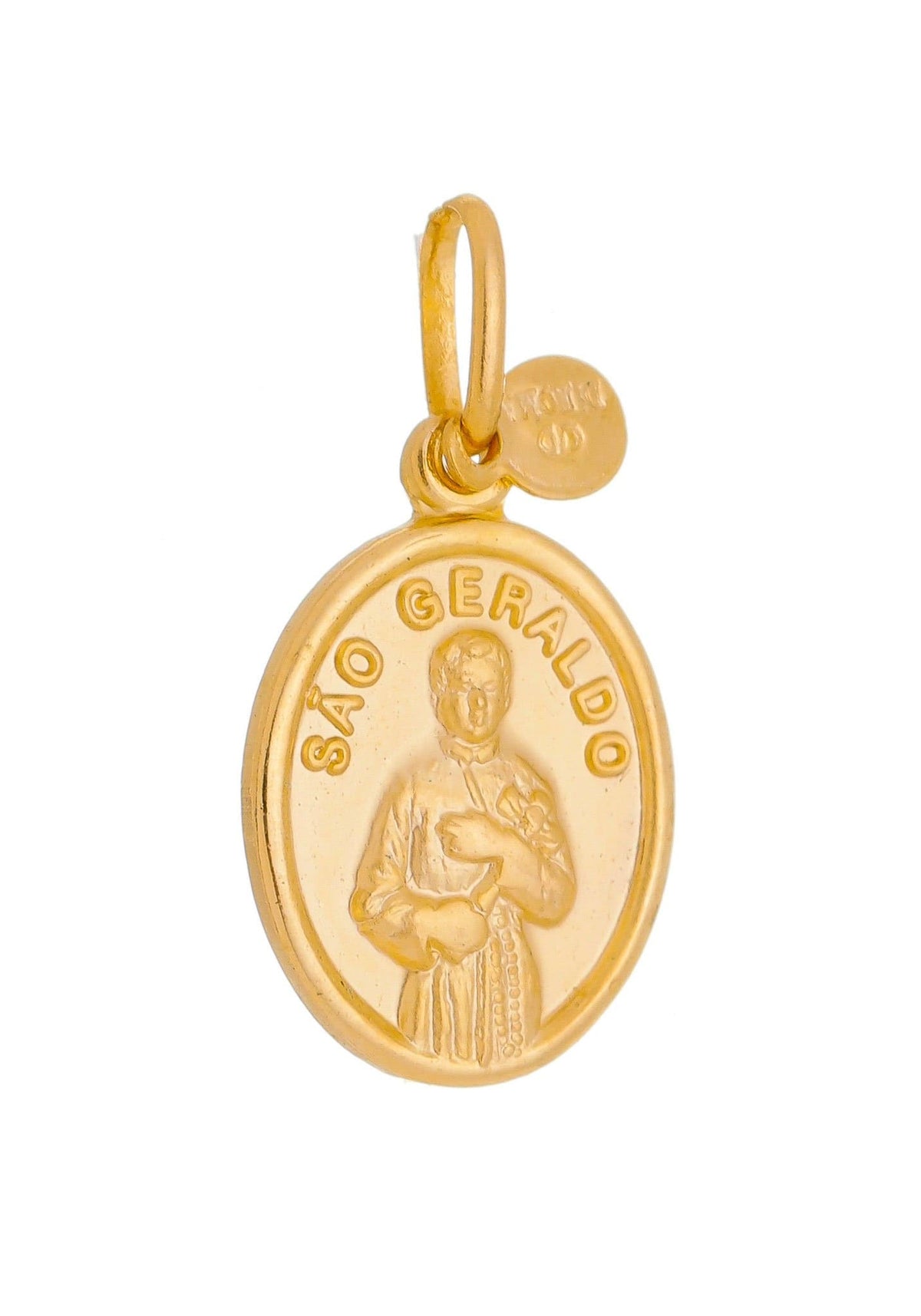 Pingente de São Geraldo Prata de Lei 925 com Banho de Ouro 18 k-TerraCotta Arte Sacra