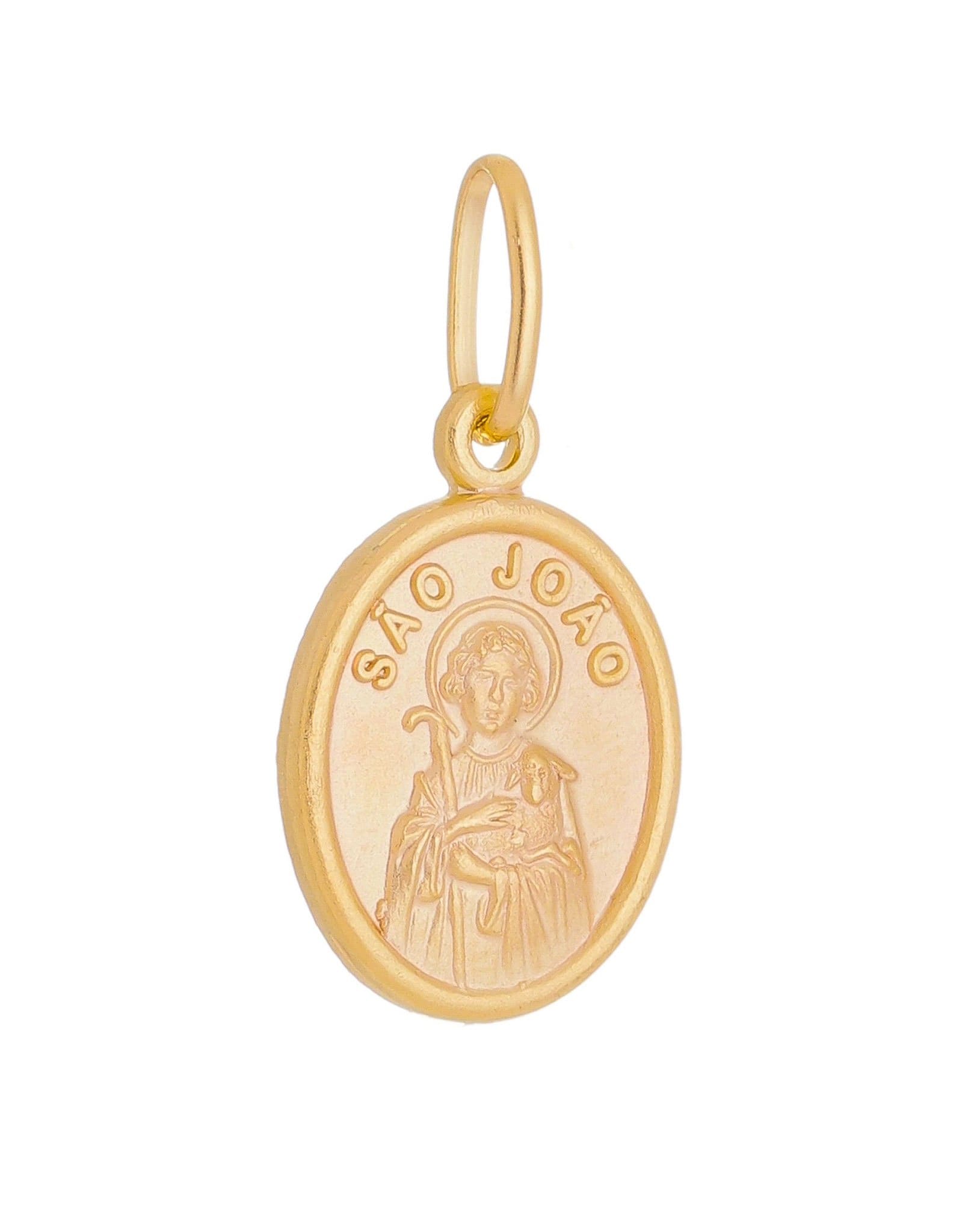Pingente de São João Prata de Lei 925 com Banho de Ouro 18 k-TerraCotta Arte Sacra