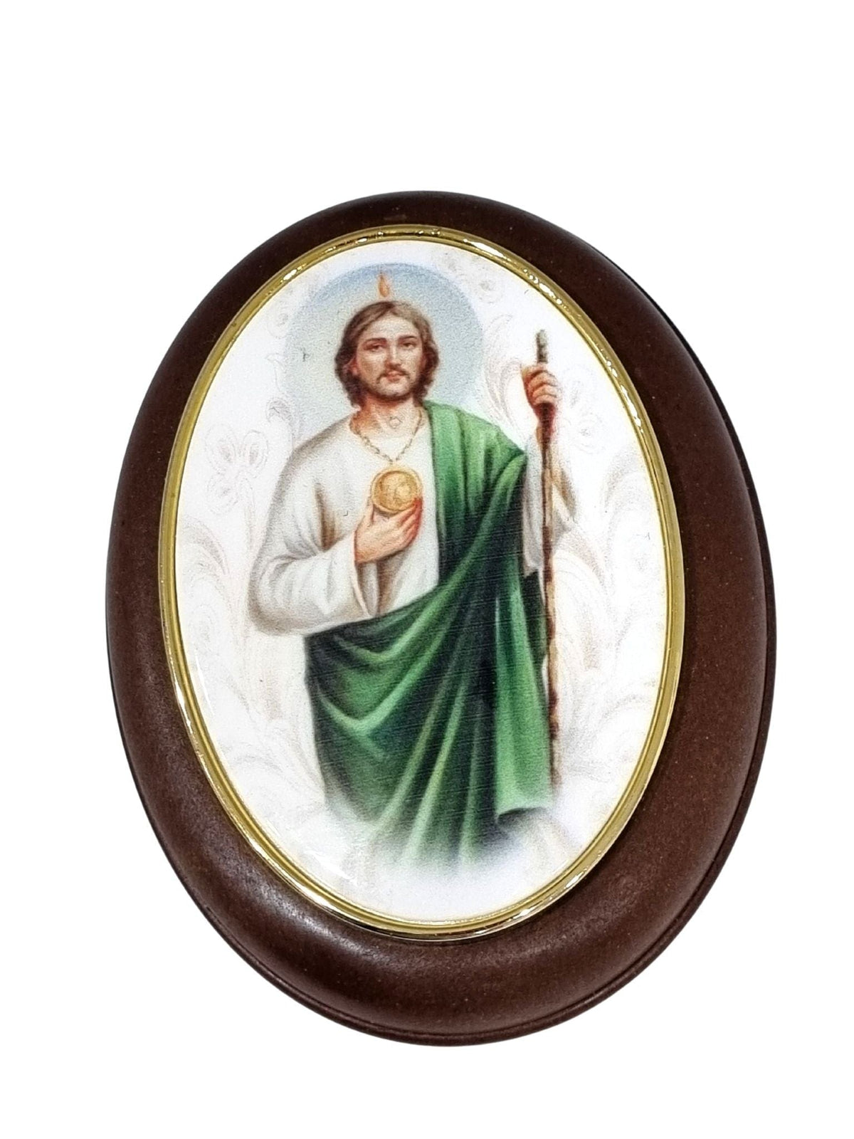 Porta Terço Italiano Oval de São Judas-TerraCotta Arte Sacra