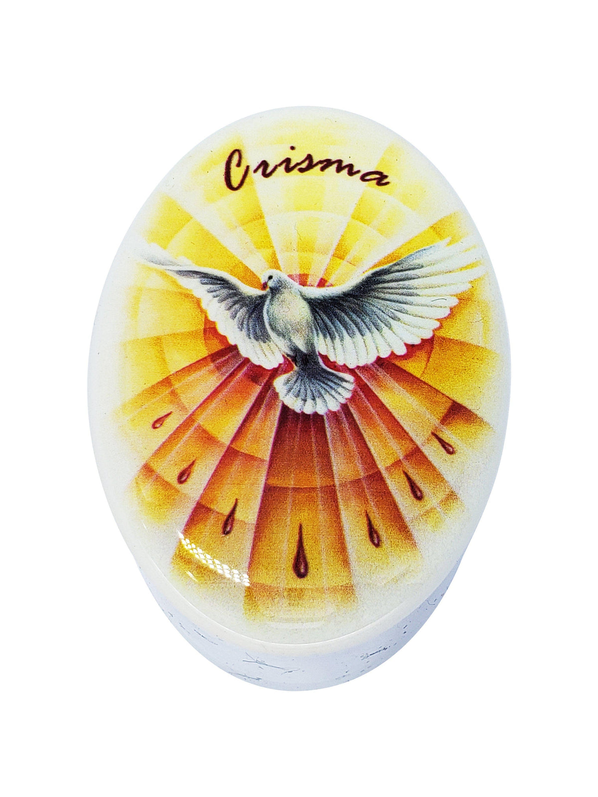 Porta Terço Oval Crisma com Espirito Santo-TerraCotta Arte Sacra