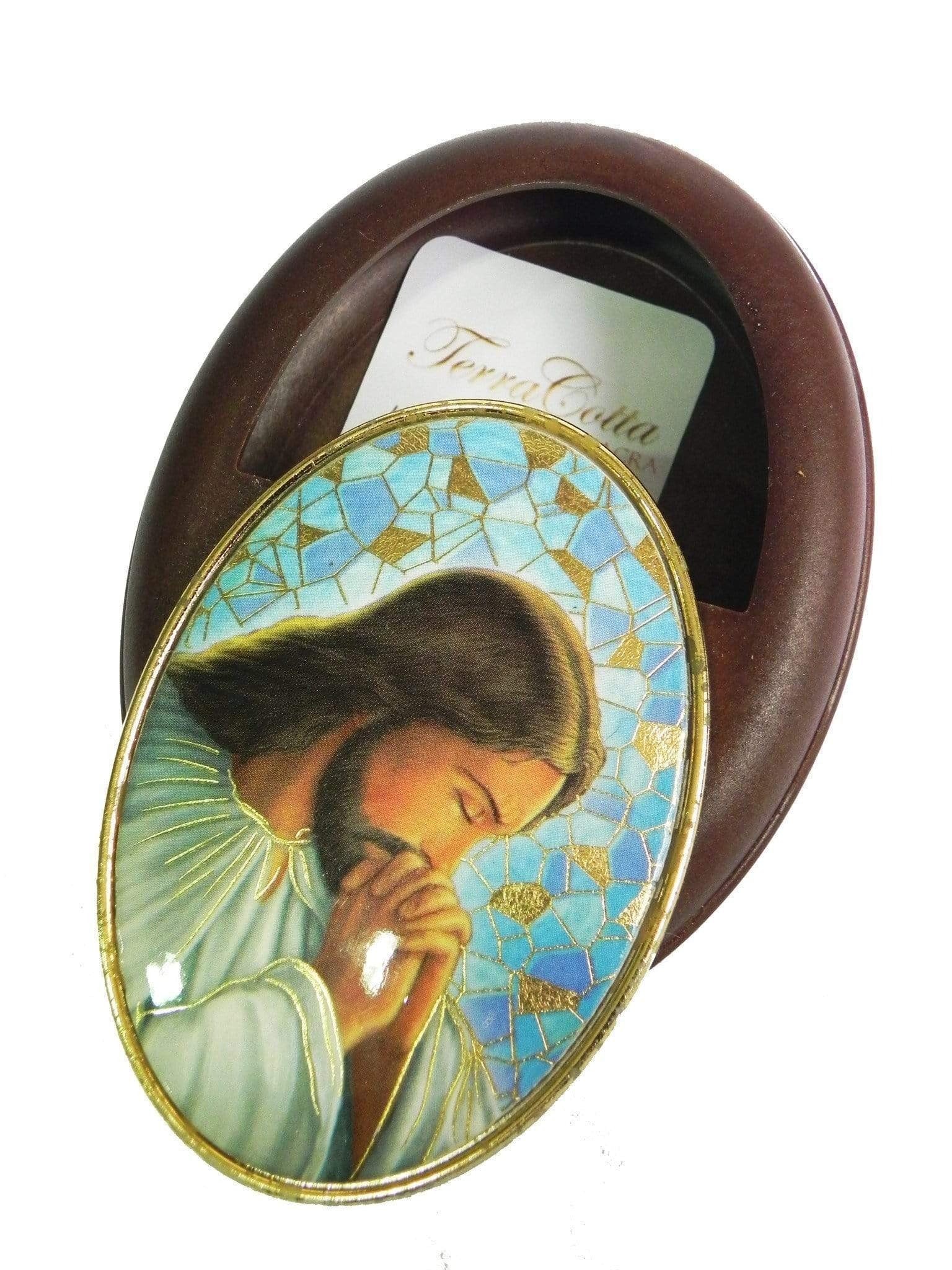 Porta Terço Oval Italiano Jesus Orando-TerraCotta Arte Sacra