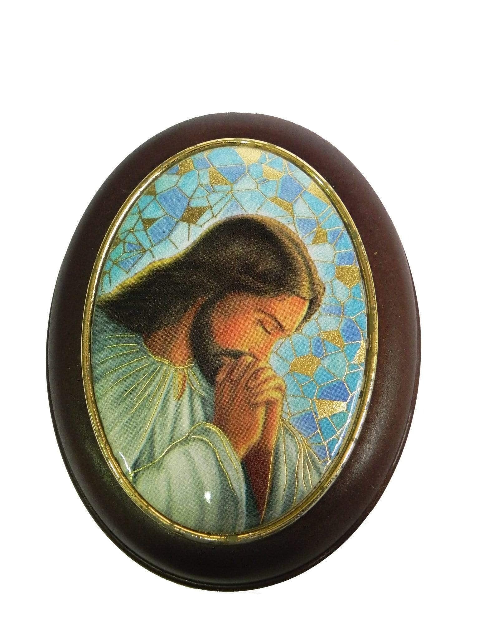 Porta Terço Oval Italiano Jesus Orando-TerraCotta Arte Sacra