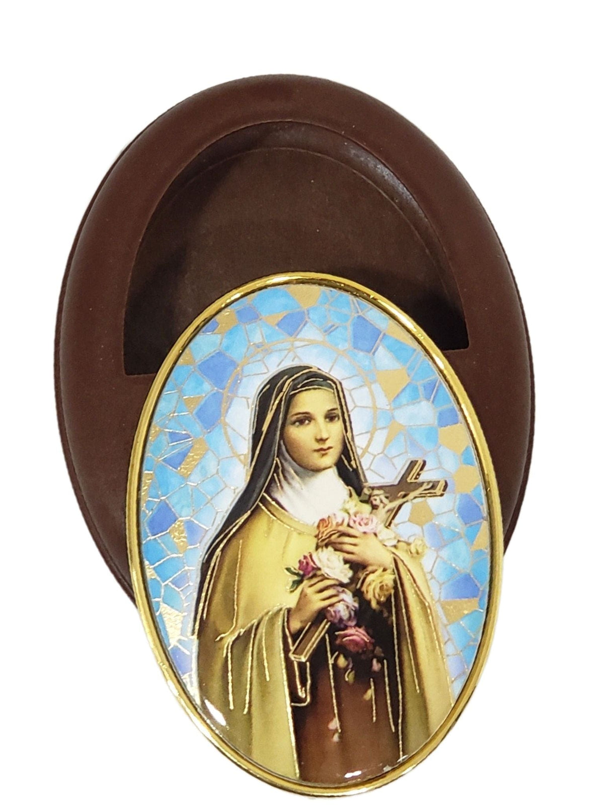 Porta Terço Oval Italiano Santa Terezinha-TerraCotta Arte Sacra