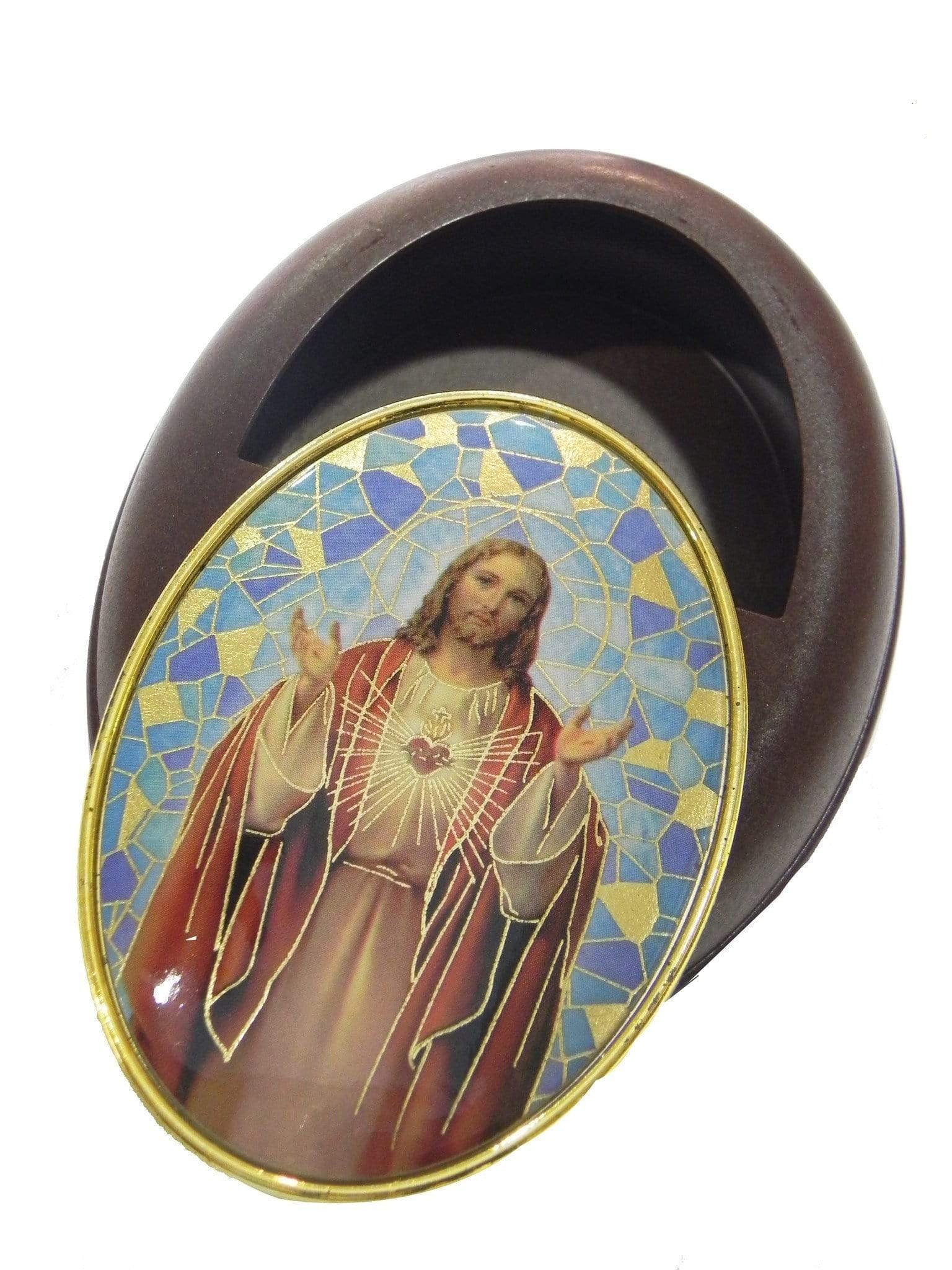 Porta terço Oval Sagrado Coração de Jesus-TerraCotta Arte Sacra