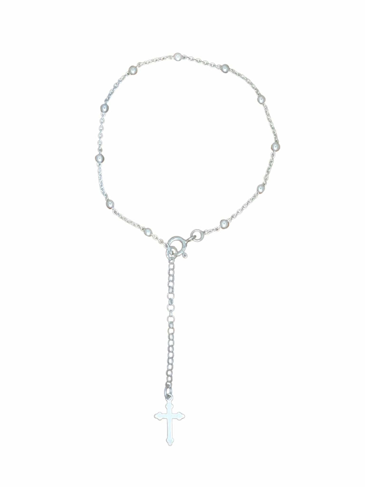 Pulseira Contas com Cruz de Prata de Lei 925-TerraCotta Arte Sacra
