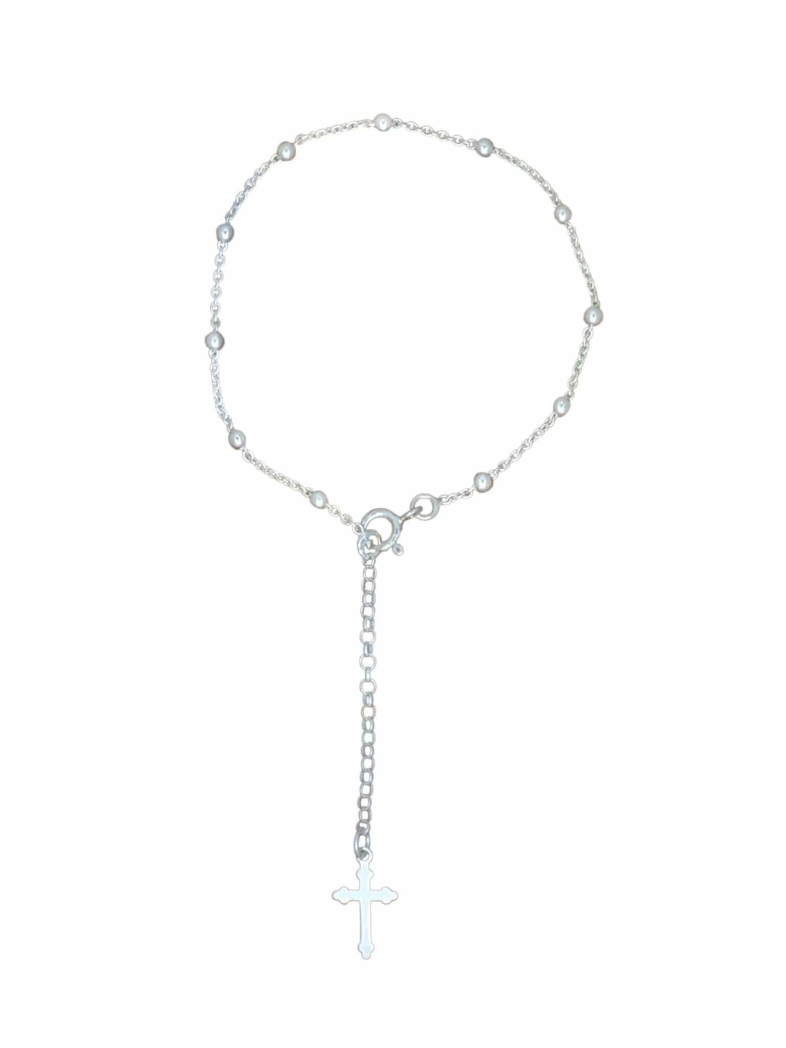 Pulseira Contas com Cruz de Prata de Lei 925-TerraCotta Arte Sacra
