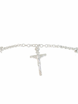 Pulseira com Crucifixo e Cruz Prata de Lei 925-TerraCotta Arte Sacra