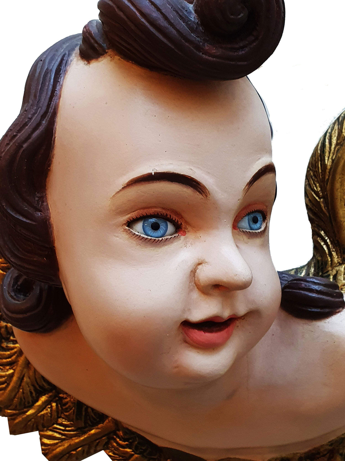 Querubim Barroco de Madeira com Olhos de Vidro Policromado 50 cm x 27 cm-TerraCotta Arte Sacra