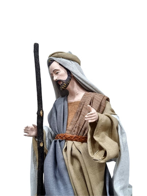 Sagrada Família Cinza com Nude Estilo Napolitano 48 cm-TerraCotta Arte Sacra