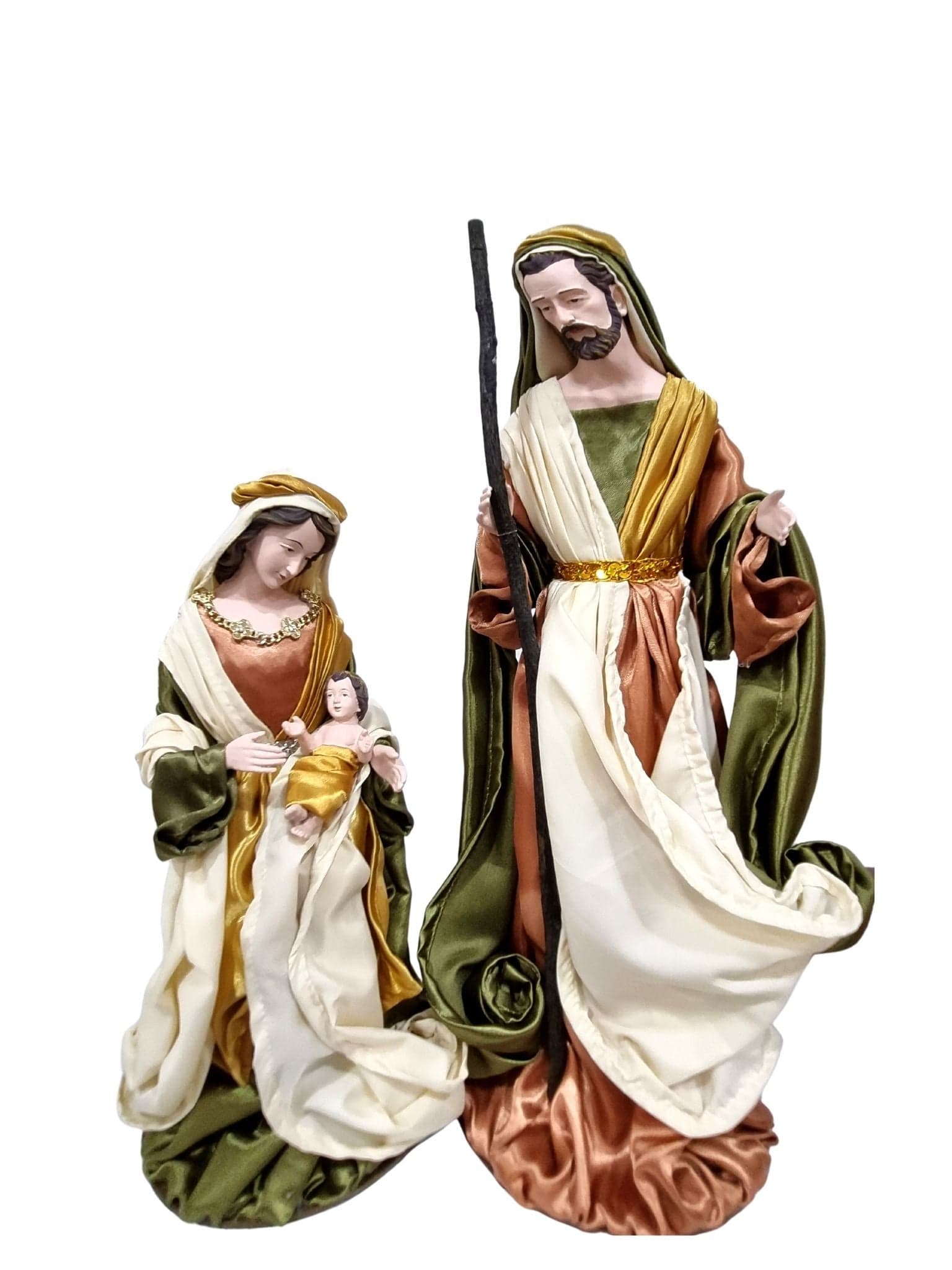 Sagrada Família Verde com Dourado Estilo Napolitano-TerraCotta Arte Sacra