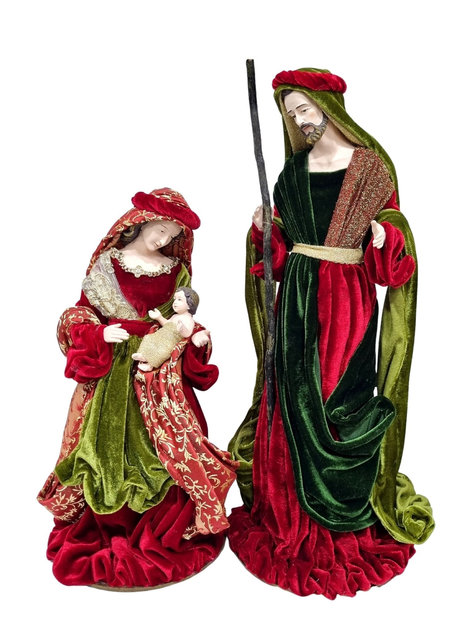 Sagrada Família Verde com Vermelho Estilo Napolitano-TerraCotta Arte Sacra