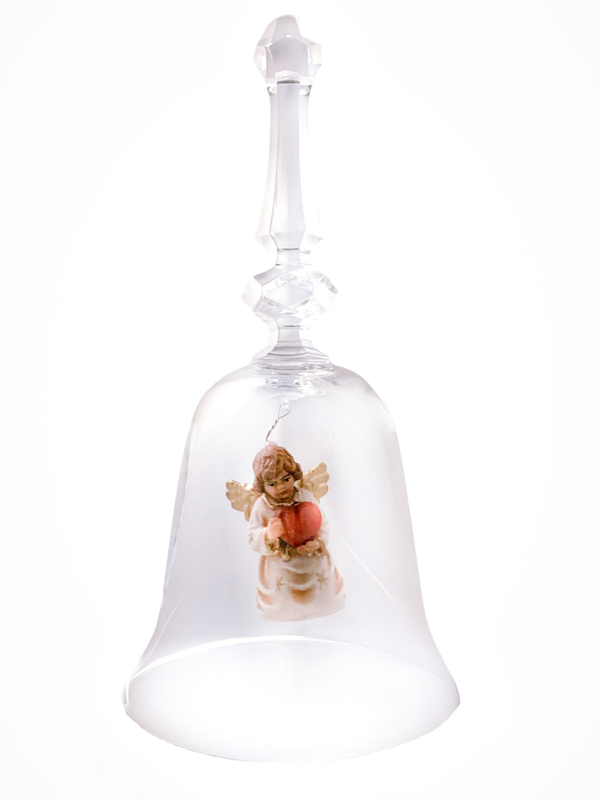 Sino Italiano de Cristal com Anjo com Coração em Madeira-TerraCotta Arte Sacra