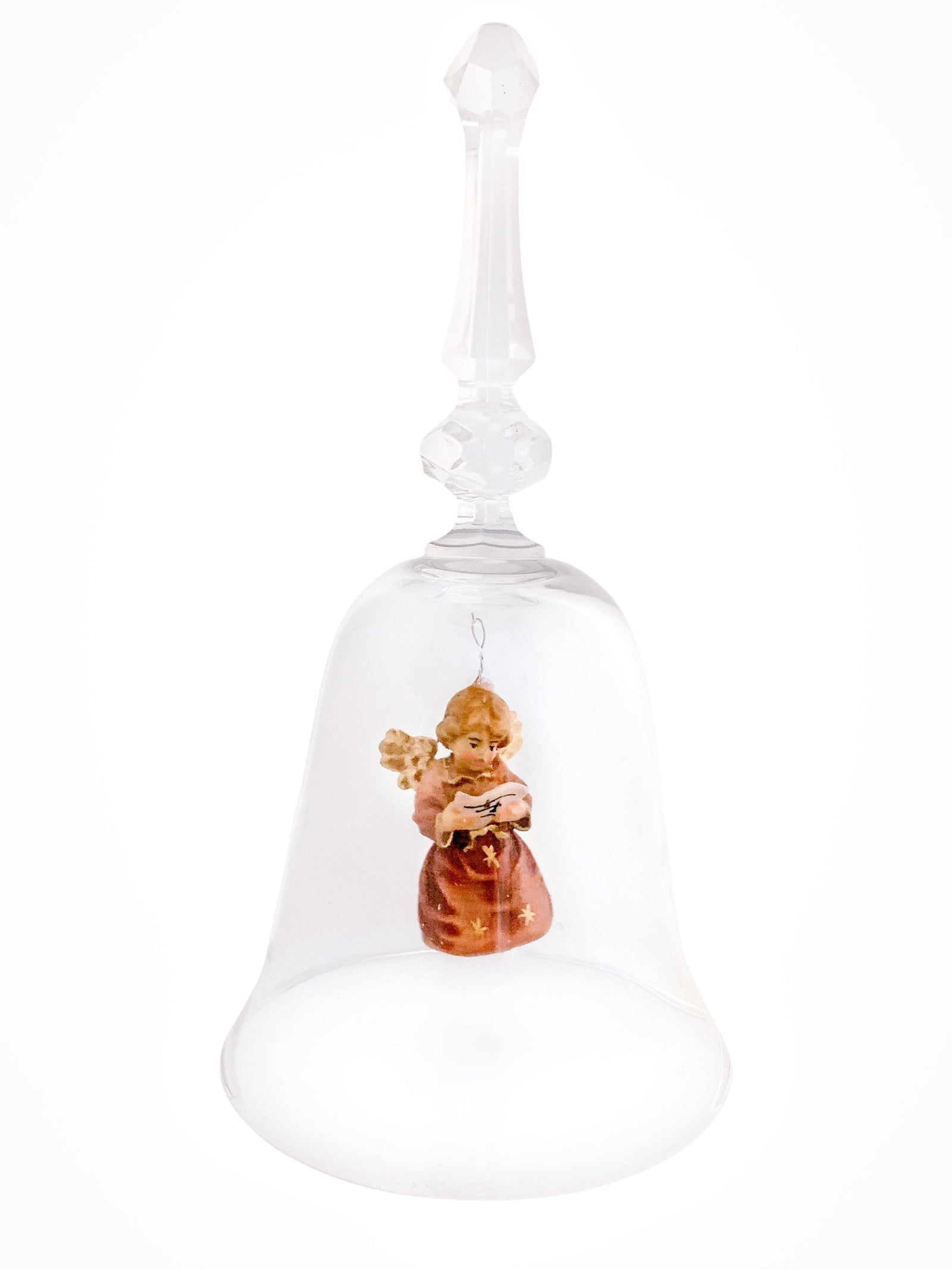 Sino Italiano de Cristal com Anjo com Livro em Madeira-TerraCotta Arte Sacra