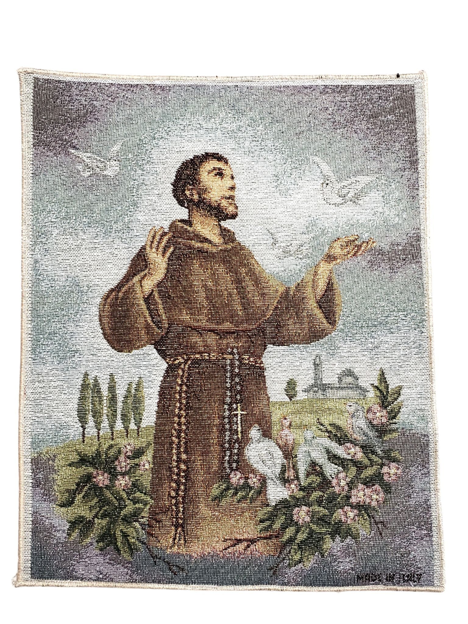Tapeçaria de São Francisco de Vestes Marrom-TerraCotta Arte Sacra