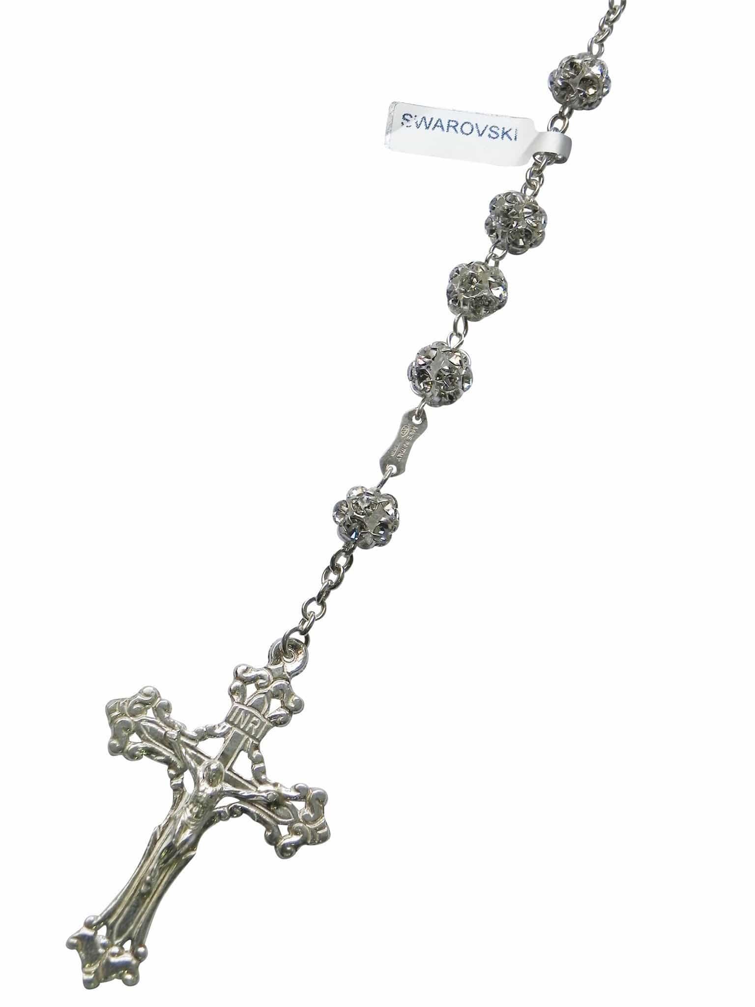 Terço Italiano de Prata e Pavé Swarovski-TerraCotta Arte Sacra