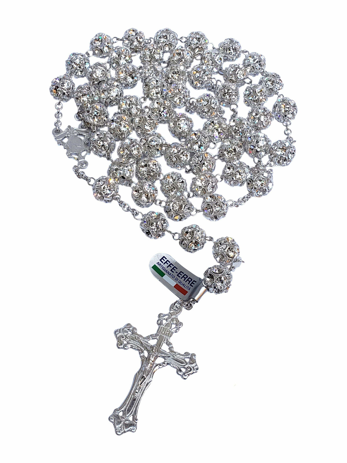 Terço Italiano de Prata e Pavé Swarovski-TerraCotta Arte Sacra