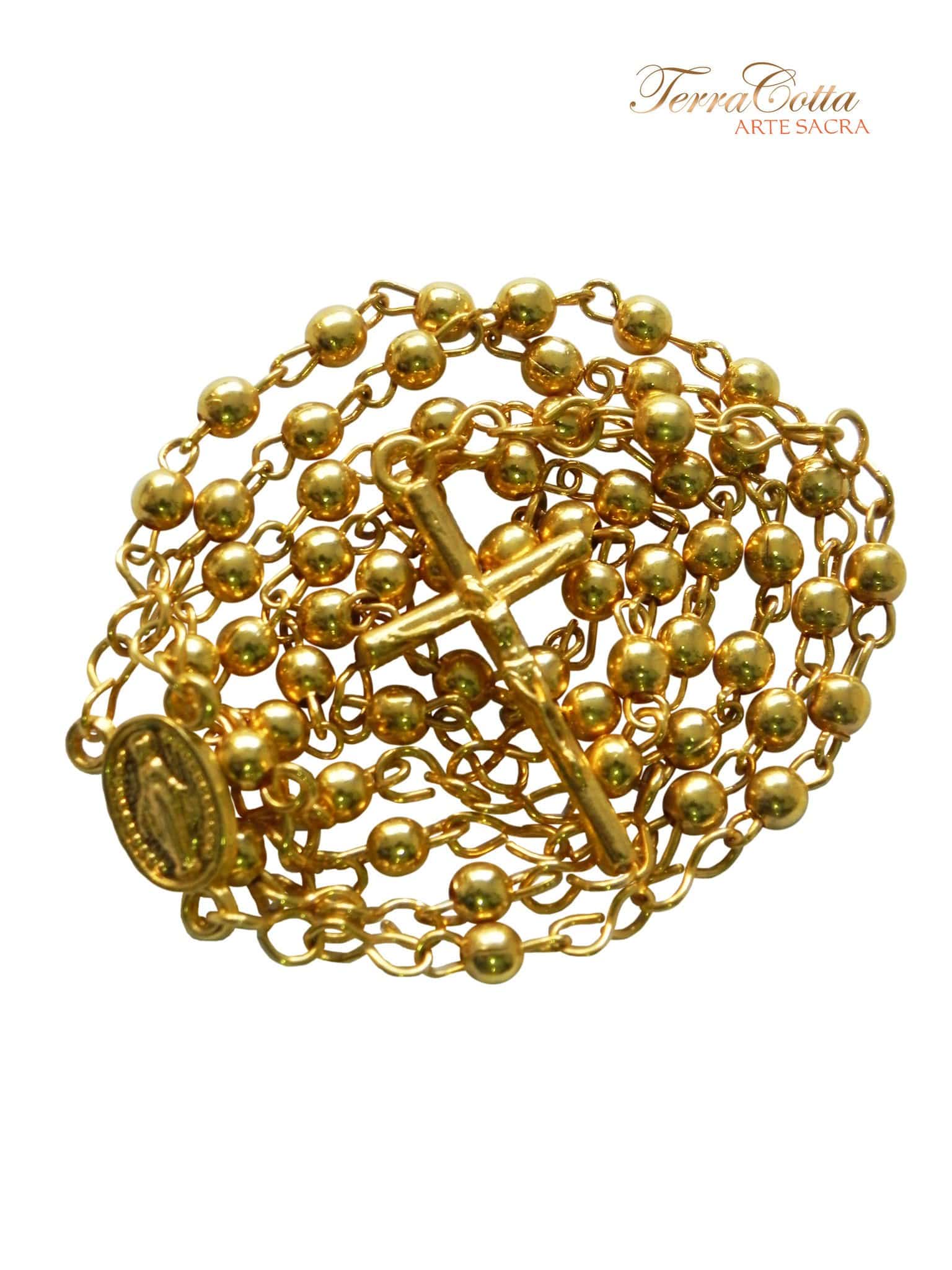 Terço Metal Dourado-TerraCotta Arte Sacra